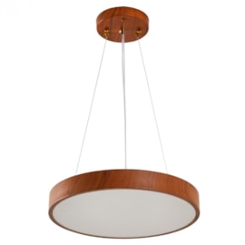 PENDENTE LED ORIS REDONDO 3000K 24W BIVOLT Ø40X5CM METAL E ACRÍLICO IMBUIA | NORDECOR 2454