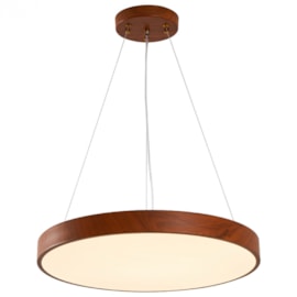 PENDENTE LED ORIS REDONDO 3000K 36W BIVOLT Ø60X5CM METAL E ACRÍLICO IMBUIA | NORDECOR 2455