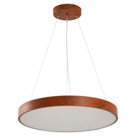 PENDENTE LED ORIS REDONDO 3000K 36W BIVOLT Ø60X5CM METAL E ACRÍLICO IMBUIA | NORDECOR 2455