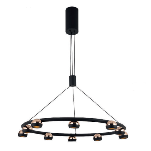 PENDENTE LED OTO METAL PRETO E DOURADO 50W 3000K | BELLA ILUMINAÇÃO KW005