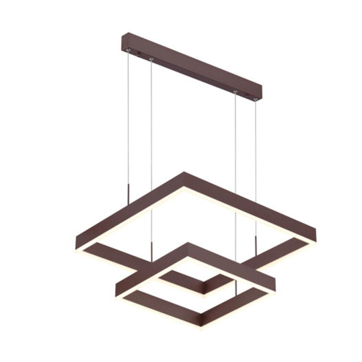 PENDENTE LED QUADRADO DUPLO 3000K 80W BIVOLT 60X60CM METAL E ACRÍLICO MARROM | SINDORA ILUMINAÇÃO DCD01160 PENDENTE LED QUADRADO DUPLO 3000K 80W BIVOLT 60X60CM METAL E ACRÍLICO MARROM | SINDORA ILUMINAÇÃO DCD01160