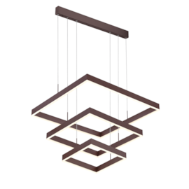 PENDENTE LED QUADRADO TRIPLO 3000K 144W BIVOLT 80X80CM METAL E ACRÍLICO MARROM | SINDORA ILUMINAÇÃO DCD01162 PENDENTE LED QUADRADO TRIPLO 3000K 144W BIVOLT 80X80CM METAL E ACRÍLICO MARROM | SINDORA ILUMINAÇÃO DCD01162