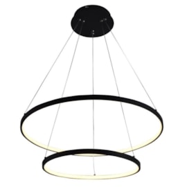 PENDENTE LED REDONDO DUPLO 3000K 45W BIVOLT Ø60CM METAL E SILICONE PRETO FOSCO | SINDORA ILUMINAÇÃO DCD015070 PENDENTE LED REDONDO DUPLO 3000K 45W BIVOLT Ø60CM METAL E SILICONE PRETO FOSCO | SINDORA ILUMINAÇÃO DCD015070