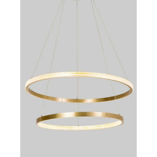 PENDENTE LED REDONDO DUPLO 3000K 50W BIVOLT Ø60CM ALUMÍNIO E ACRÍLICO DOURADO FOSCO | SINDORA ILUMINAÇÃO DCD01606 PENDENTE LED REDONDO DUPLO 3000K 50W BIVOLT Ø60CM ALUMÍNIO E ACRÍLICO DOURADO FOSCO | SINDORA ILUMINAÇÃO DCD01606