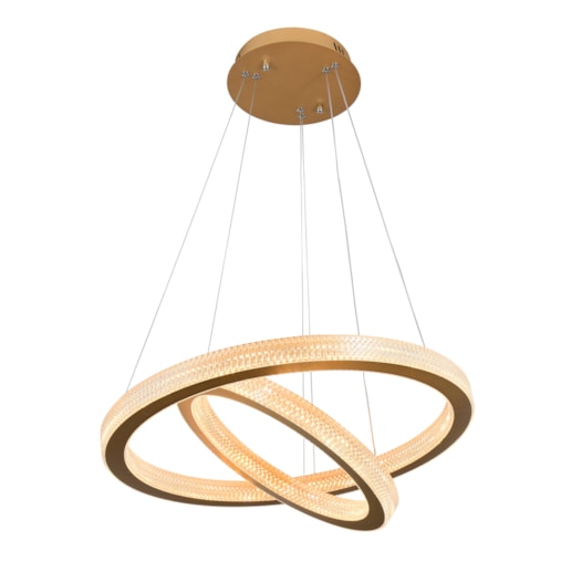 PENDENTE LED REDONDO DUPLO 3000K 50W BIVOLT Ø60CM ALUMÍNIO E ACRÍLICO DOURADO | SINDORA ILUMINAÇÃO DCD015078 PENDENTE LED REDONDO DUPLO 3000K 50W BIVOLT Ø60CM ALUMÍNIO E ACRÍLICO DOURADO | SINDORA ILUMINAÇÃO DCD015078