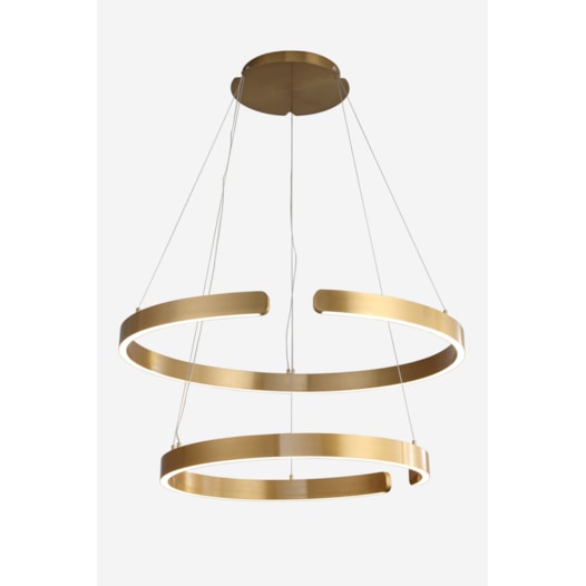 PENDENTE LED REDONDO DUPLO 3000K 80W BIVOLT Ø66CM ALUMÍNIO E ACRÍLICO DOURADO FOSCO | SINDORA ILUMINAÇÃO DCD01612 PENDENTE LED REDONDO DUPLO 3000K 80W BIVOLT Ø66CM ALUMÍNIO E ACRÍLICO DOURADO FOSCO | SINDORA ILUMINAÇÃO DCD01612