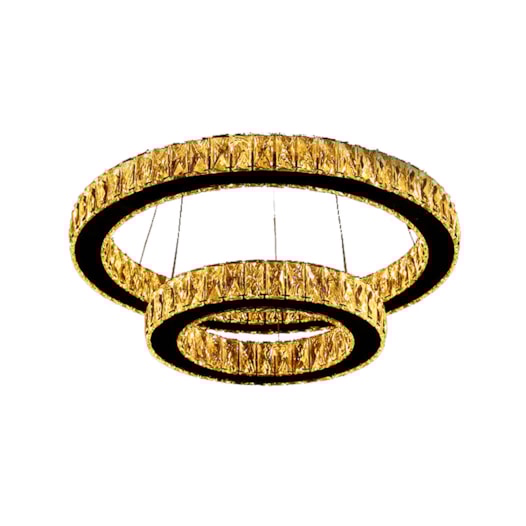 PENDENTE LED REDONDO DUPLO 66W BIVOLT Ø50CM CRISTAL E METAL DOURADO E TRANSPARENTE | SINDORA ILUMINAÇÃO DCD00733 PENDENTE LED REDONDO DUPLO 66W BIVOLT Ø50CM CRISTAL E METAL DOURADO E TRANSPARENTE | SINDORA ILUMINAÇÃO DCD00733