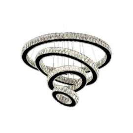 PENDENTE LED REDONDO QUÁDRUPLO 6000K 77W BIVOLT Ø80CM CRISTAL E METAL CROMADO E TRANSPARENTE | SINDORA ILUMINAÇÃO DCD00729 PENDENTE LED REDONDO QUÁDRUPLO 6000K 77W BIVOLT Ø80CM CRISTAL E METAL CROMADO E TRANSPARENTE | SINDORA ILUMINAÇÃO DCD00729