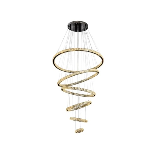 PENDENTE LED REDONDO SÊXTUPLO 6000K 165W BIVOLT Ø120CM CRISTAL E METAL CROMADO E TRANSPARENTE | SINDORA ILUMINAÇÃO DCD00702 PENDENTE LED REDONDO SÊXTUPLO 6000K 165W BIVOLT Ø120CM CRISTAL E METAL CROMADO E TRANSPARENTE | SINDORA ILUMINAÇÃO DCD00702