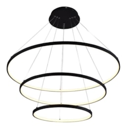 PENDENTE LED REDONDO TRIPLO 3000K 90W BIVOLT Ø80CM METAL E SILICONE PRETO FOSCO | SINDORA ILUMINAÇÃO DCD015068 PENDENTE LED REDONDO TRIPLO 3000K 90W BIVOLT Ø80CM METAL E SILICONE PRETO FOSCO | SINDORA ILUMINAÇÃO DCD015068