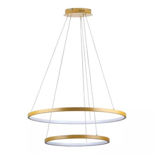 PENDENTE LED RING REDONDO DUPLO 3000K 54W BIVOLT Ø60X2CM ALUMÍNIO E ABS DOURADO | SL ILUMINAÇÃO 2000/40-60-52 PENDENTE LED RING REDONDO DUPLO 3000K 54W BIVOLT Ø60X2CM ALUMÍNIO E ABS DOURADO | SL ILUMINAÇÃO 2000/40-60-52