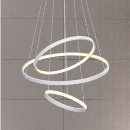 PENDENTE LED RINGS ANEL TRIPLO 2700K 100W BIVOLT Ø80CM ALUMÍNIO E ACRÍLICO BRANCO | +LUZ PE-103/100.27BF PENDENTE LED RINGS ANEL TRIPLO 2700K 100W BIVOLT Ø80CM ALUMÍNIO E ACRÍLICO BRANCO | +LUZ PE-103/100.27BF