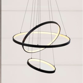 PENDENTE LED RINGS ANEL TRIPLO 2700K 100W BIVOLT Ø80CM ALUMÍNIO E ACRÍLICO PRETO| +LUZ PE-103/100.27PF PENDENTE LED RINGS ANEL TRIPLO 2700K 100W BIVOLT Ø80CM ALUMÍNIO E ACRÍLICO PRETO| +LUZ PE-103/100.27PF