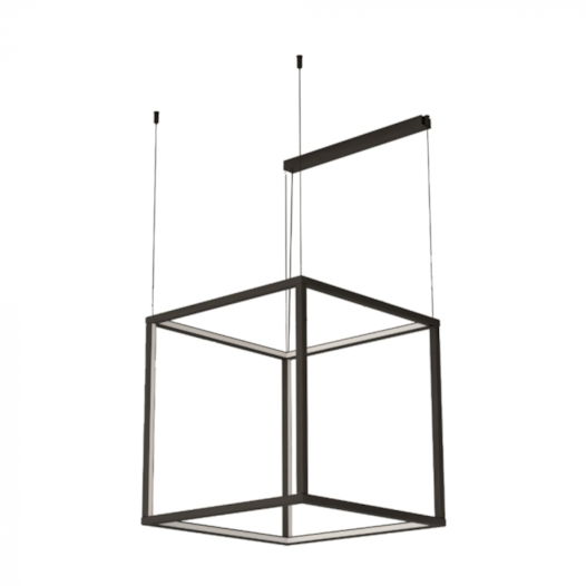 PENDENTE LED RISK CUBO QUADRADO 3000K 97,2W BIVOLT 50X50X50CM | BELLA ITALIA PE14100