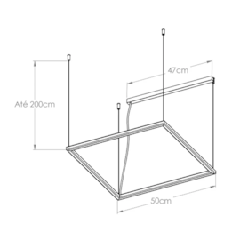 PENDENTE LED RISK RETRATO RETANGULAR 3000K 36W BIVOLT 50X50CM | BELLA ITALIA PE14306