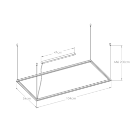 PENDENTE LED RISK RETRATO RETANGULAR 3000K 54W BIVOLT 100X50CM | BELLA ITALIA PE14308