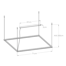 PENDENTE LED RISK RETRATO RETANGULAR 4000K 54W BIVOLT 75X75CM | BELLA ITALIA PE14311