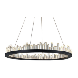 PENDENTE LED ROCA METAL E CRISTAL PRETO E TRANSPARENTE 36W 3000K | BELLA ILUMINAÇÃO BC003B