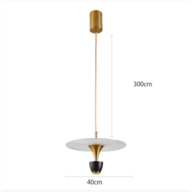 PENDENTE LED SOWA 10W 3000K PRETO E DOURADO FOSCO | NORDECOR 2579