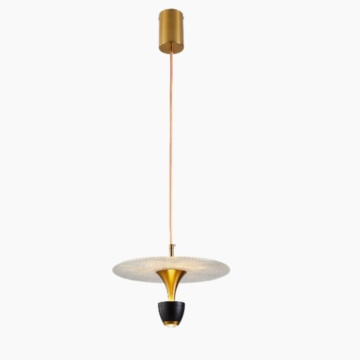 PENDENTE LED SOWA 10W 3000K PRETO E DOURADO FOSCO | NORDECOR 2579