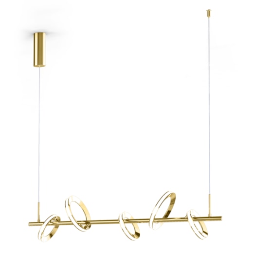 PENDENTE LED SQUILLARE 3000K 38W BIVOLT Ø17X120CM ALUMÍNIO DOURADO| +LUZ PE-139/38.120DO PENDENTE LED SQUILLARE 3000K 38W BIVOLT Ø17X120CM ALUMÍNIO DOURADO| +LUZ PE-139/38.120DO