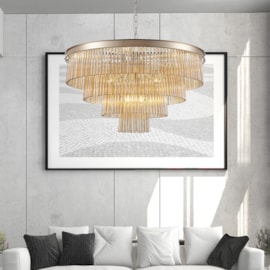 PENDENTE LED TIER BIVOLT Ø80CM METAL E VIDRO CONHAQUE| +LUZ PE-182/12.80COFG PENDENTE LED TIER BIVOLT Ø80CM METAL E VIDRO CONHAQUE| +LUZ PE-182/12.80COFG