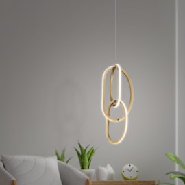 PENDENTE LED TIFFEL 3000K 30W BIVOLT 55X16,5CM METAL E SILICONE DOURADO | +LUZ PE-172/30.55DO PENDENTE LED TIFFEL 3000K 30W BIVOLT 55X16,5CM METAL E SILICONE DOURADO | +LUZ PE-172/30.55DO