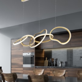 PENDENTE LED TIFFEL 3000K 75W BIVOLT 120X26CM METAL E SILICONE DOURADO | +LUZ PE-171/75.120DO PENDENTE LED TIFFEL 3000K 75W BIVOLT 120X26CM METAL E SILICONE DOURADO | +LUZ PE-171/75.120DO