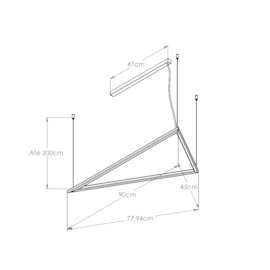 PENDENTE LED TRIAN TRIANGULAR 3000K 38W BIVOLT 90X54CM | BELLA ITALIA PE18101