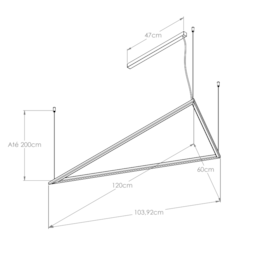 PENDENTE LED TRIAN TRIANGULAR 3000K 50W BIVOLT 120X60CM | BELLA ITALIA PE18102