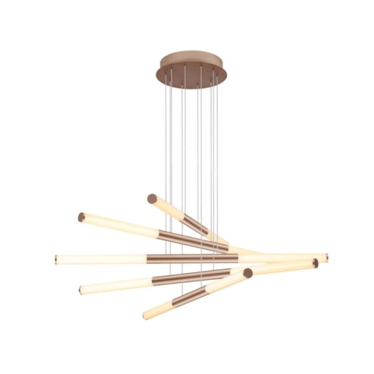 PENDENTE LED TUBO 3000K 54W BIVOLT Ø90CM ALUMÍNIO E ACRÍLICO MARROM | +LUZ PE-130/72.90MF PENDENTE LED TUBO 3000K 54W BIVOLT Ø90CM ALUMÍNIO E ACRÍLICO MARROM | +LUZ PE-130/72.90MF