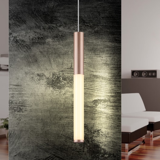 PENDENTE LED TUBO 3000K 8W BIVOLT Ø3X33CM ALUMÍNIO E ACRÍLICO MARROM | +LUZ PE-130/8.33MF PENDENTE LED TUBO 3000K 8W BIVOLT Ø3X33CM ALUMÍNIO E ACRÍLICO MARROM | +LUZ PE-130/8.33MF