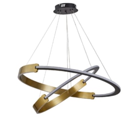 PENDENTE LED UOLI 60/80CM 175W 3000K PRETO OURO FOSCO | NORDECOR 2573