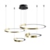 PENDENTE LED UOLI ANI 4MOD 5M AROS COM 40/60/80/100CM 350W 3000K PRETO E OURO FOSCO | NORDECOR 2577