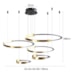 PENDENTE LED UOLI ANI 5MOD 5M AROS C/30/40//60/80/100CM 380W 3000K PRETO/OURO FOSCO | NORDECOR 2578