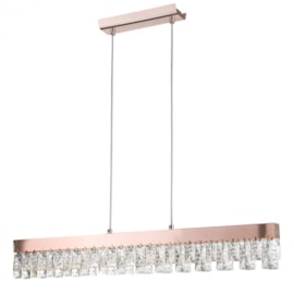 PENDENTE LED VÉU RETANGULAR 3000K 15W BIVOLT 13,4X85X5CM METAL E CRISTAL ROSE GOLD E TRANSPARENTE | BELLA ILUMINAÇÃO HO3