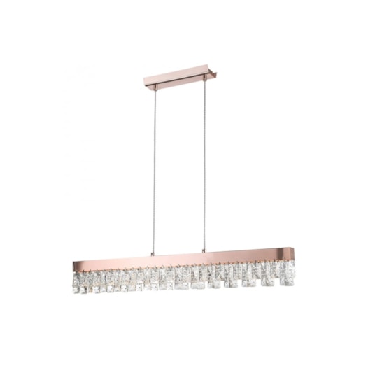 PENDENTE LED VÉU RETANGULAR 3000K 15W BIVOLT 13,4X85X5CM METAL E CRISTAL ROSE GOLD E TRANSPARENTE | BELLA ILUMINAÇÃO HO3 PENDENTE LED VÉU RETANGULAR 3000K 15W BIVOLT 13,4X85X5CM METAL E CRISTAL ROSE GOLD E TRANSPARENTE | BELLA ILUMINAÇÃO HO3