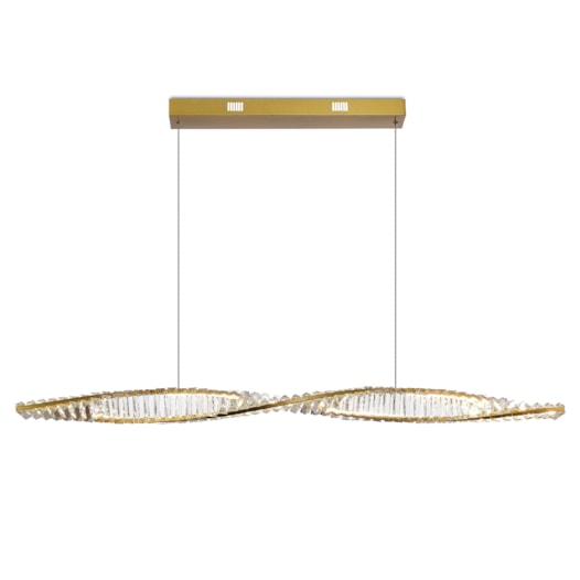 PENDENTE LED VOGUE 3000K 40W BIVOLT Ø120CM METAL E CRISTAL DOURADO | +LUZ PE-167/40.120DO PENDENTE LED VOGUE 3000K 40W BIVOLT Ø120CM METAL E CRISTAL DOURADO | +LUZ PE-167/40.120DO