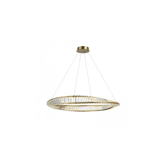 PENDENTE LED VOGUE 3000K 50W BIVOLT Ø60CM METAL E CRISTAL DOURADO | +LUZ PE-165/50.60DO PENDENTE LED VOGUE 3000K 50W BIVOLT Ø60CM METAL E CRISTAL DOURADO | +LUZ PE-165/50.60DO