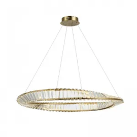 PENDENTE LED VOGUE 3000K 50W BIVOLT Ø60CM METAL E CRISTAL DOURADO | +LUZ PE-165/50.60DO PENDENTE LED VOGUE 3000K 50W BIVOLT Ø60CM METAL E CRISTAL DOURADO | +LUZ PE-165/50.60DO
