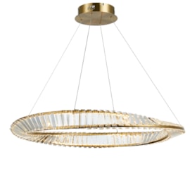 PENDENTE LED VOGUE 3000K 65W BIVOLT Ø80CM METAL E CRISTAL DOURADO | +LUZ PE-165/65.80DO PENDENTE LED VOGUE 3000K 65W BIVOLT Ø80CM METAL E CRISTAL DOURADO | +LUZ PE-165/65.80DO