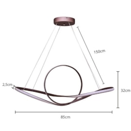 PENDENTE LED WARI 3000K 49W BIVOLT Ø84X34CM ALUMÍNIO MARROM | NORDECOR 2080