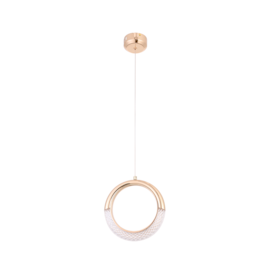 PENDENTE LED WONI 3000K 5W BIVOLT Ø21X180CM ALUMÍNIO E ACRÍLICO DOURADO BRILHO | NORDECOR 2414