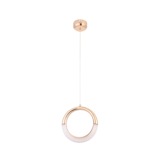 PENDENTE LED WONI 3000K 5W BIVOLT Ø21X180CM ALUMÍNIO E ACRÍLICO DOURADO BRILHO | NORDECOR 2414