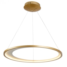 PENDENTE LED ZAHAL 3000K 39W BIVOLT Ø65X300CM METAL E ACRÍLICO DOURADO FOSCO | NORDECOR 2503 PENDENTE LED ZAHAL 3000K 39W BIVOLT Ø65X300CM METAL E ACRÍLICO DOURADO FOSCO | NORDECOR 2503