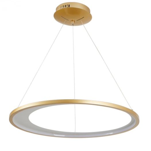 PENDENTE LED ZAHAL 3000K 39W BIVOLT Ø65X300CM METAL E ACRÍLICO DOURADO FOSCO | NORDECOR 2503