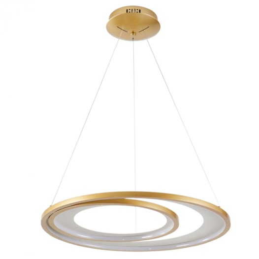 PENDENTE LED ZAHAL 3000K 54W BIVOLT Ø62X400CM METAL E ACRÍLICO DOURADO FOSCO | NORDECOR 2505