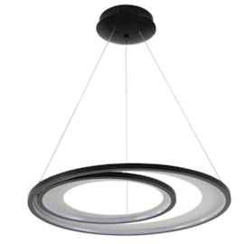 PENDENTE LED ZAHAL 3000K 54W BIVOLT Ø62X400CM METAL E ACRÍLICO PRETO | NORDECOR 2506