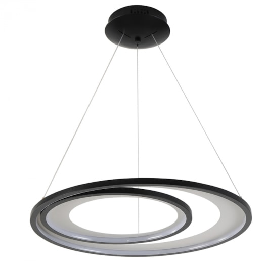 PENDENTE LED ZAHAL 3000K 54W BIVOLT Ø62X400CM METAL E ACRÍLICO PRETO | NORDECOR 2506 PENDENTE LED ZAHAL 3000K 54W BIVOLT Ø62X400CM METAL E ACRÍLICO PRETO | NORDECOR 2506