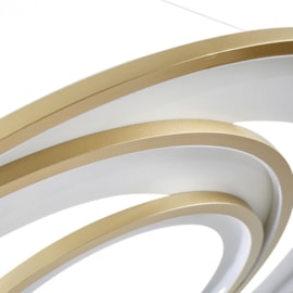 PENDENTE LED ZAHAL 3000K 98W BIVOLT Ø82X300CM METAL E ACRÍLICO DOURADO FOSCO | NORDECOR 2507 PENDENTE LED ZAHAL 3000K 98W BIVOLT Ø82X300CM METAL E ACRÍLICO DOURADO FOSCO | NORDECOR 2507